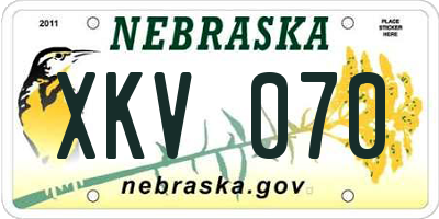 NE license plate XKV070