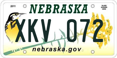 NE license plate XKV072