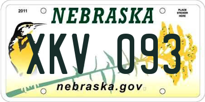 NE license plate XKV093