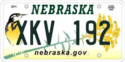 NE license plate XKV192