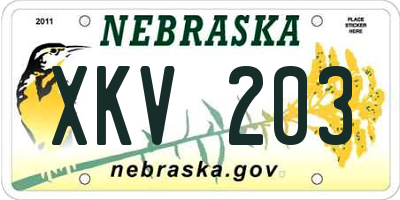 NE license plate XKV203