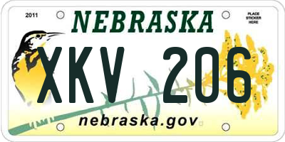 NE license plate XKV206