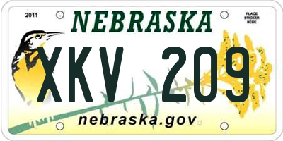 NE license plate XKV209