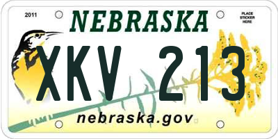 NE license plate XKV213