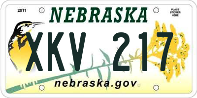 NE license plate XKV217