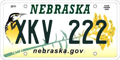 NE license plate XKV222