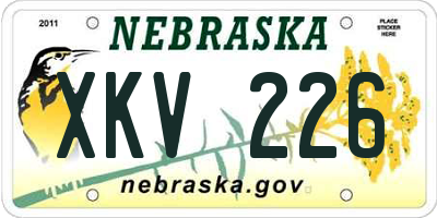 NE license plate XKV226