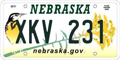 NE license plate XKV231