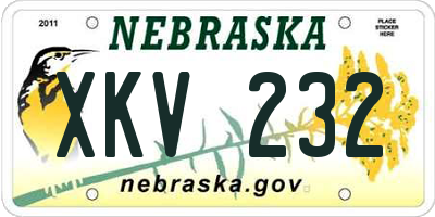 NE license plate XKV232