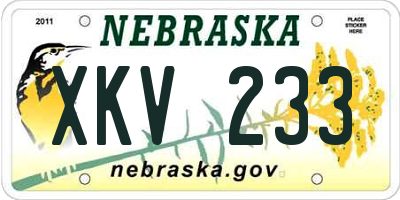 NE license plate XKV233