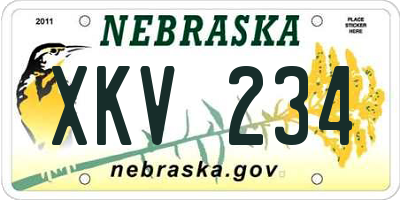 NE license plate XKV234