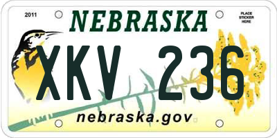NE license plate XKV236