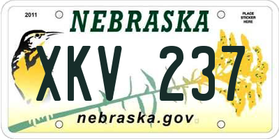 NE license plate XKV237