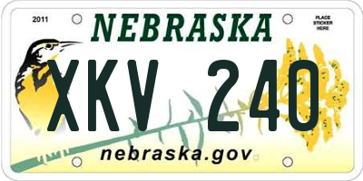 NE license plate XKV240
