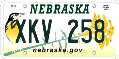 NE license plate XKV258