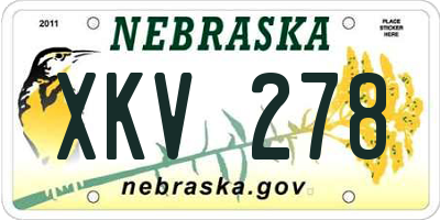 NE license plate XKV278