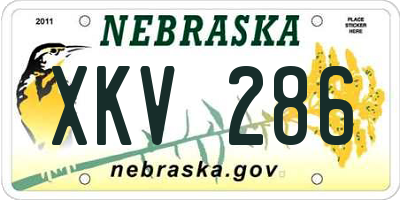 NE license plate XKV286