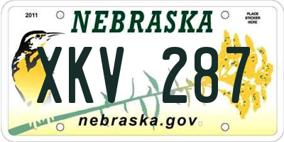 NE license plate XKV287