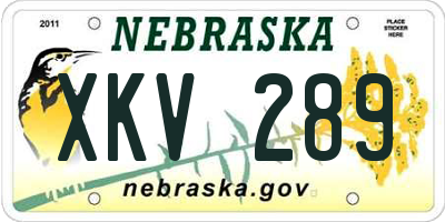 NE license plate XKV289