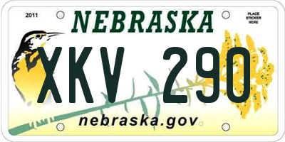 NE license plate XKV290