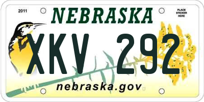 NE license plate XKV292