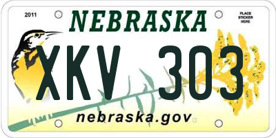 NE license plate XKV303