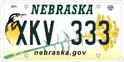 NE license plate XKV333