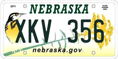 NE license plate XKV356