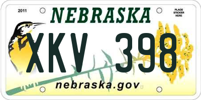 NE license plate XKV398