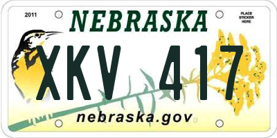 NE license plate XKV417