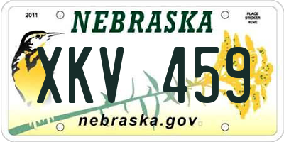 NE license plate XKV459