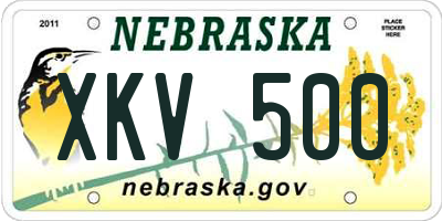 NE license plate XKV500