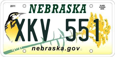 NE license plate XKV551