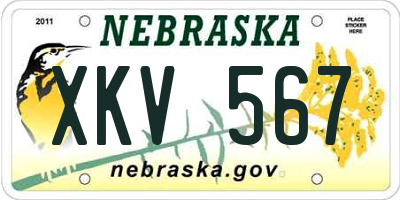 NE license plate XKV567