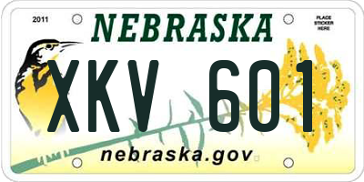 NE license plate XKV601