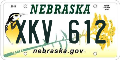 NE license plate XKV612