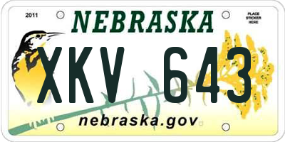 NE license plate XKV643