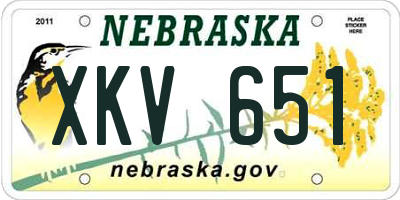 NE license plate XKV651