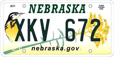 NE license plate XKV672