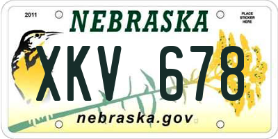NE license plate XKV678