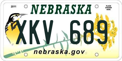 NE license plate XKV689