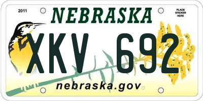 NE license plate XKV692