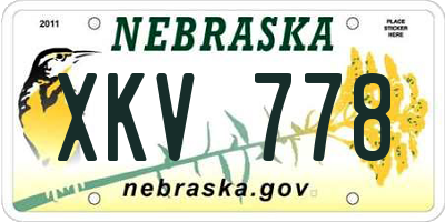 NE license plate XKV778