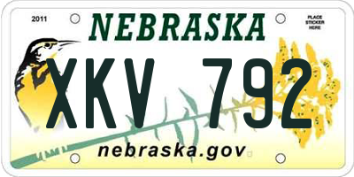 NE license plate XKV792