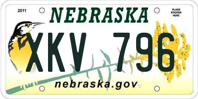 NE license plate XKV796