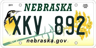 NE license plate XKV892