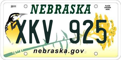 NE license plate XKV925