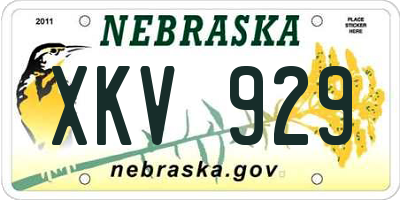 NE license plate XKV929