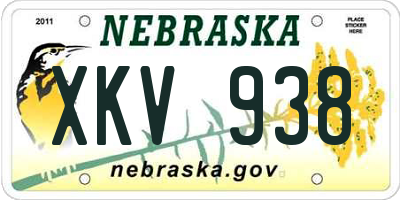 NE license plate XKV938