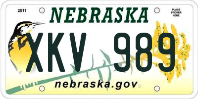 NE license plate XKV989
